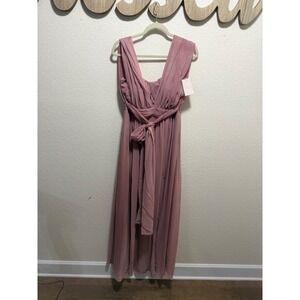 Birdy Grey Convertible Bridesmaid Dress Dusty Rose Mauve Chiffon Maxi Gown Large